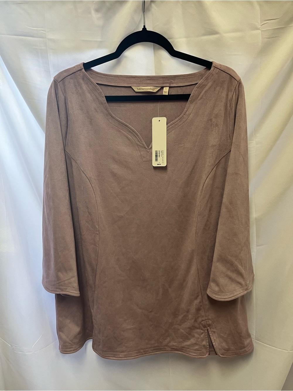 Soft Surroundings Dusty Mauve Suede-Feel Long Sleeve Top